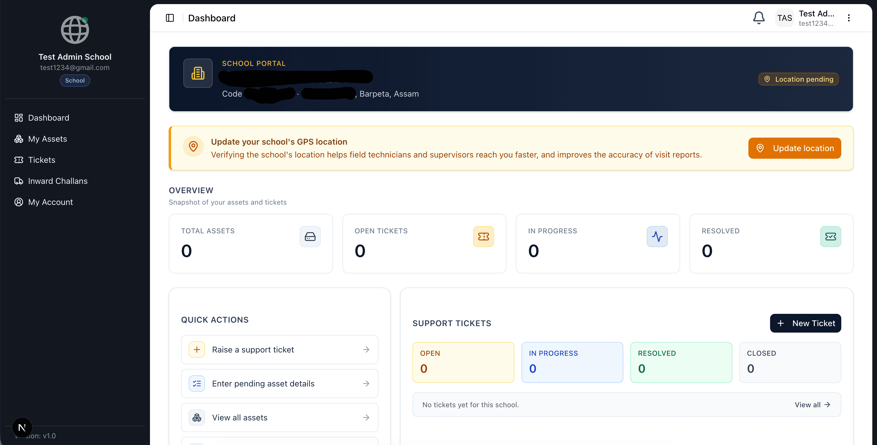 Step 5 — school dashboard ready to use